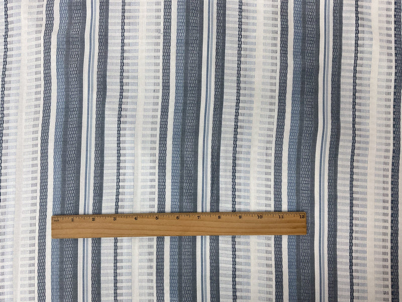 Blue-White-Navy Rayon Stripe Dobby Woven Fabric