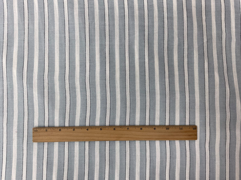 Blue-White Cotton Rayon Stripe Dobby Woven Fabric