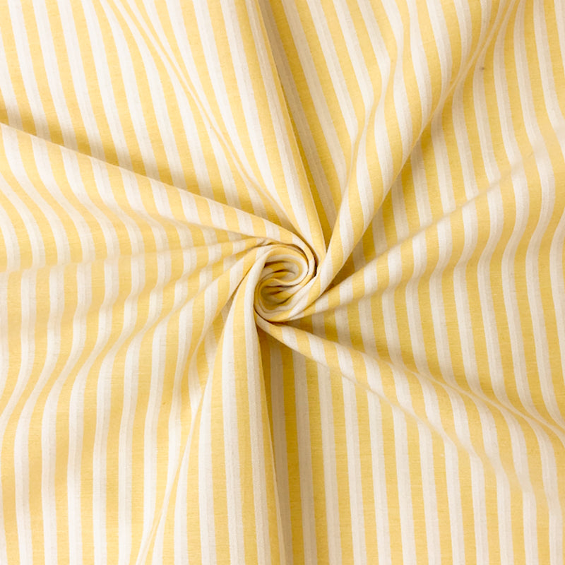 Yellow-White Poly Cotton Stripe Woven Fabric