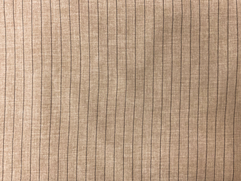 Brown-Beige-Black Poly Rayon Stripe Slub Woven Fabric