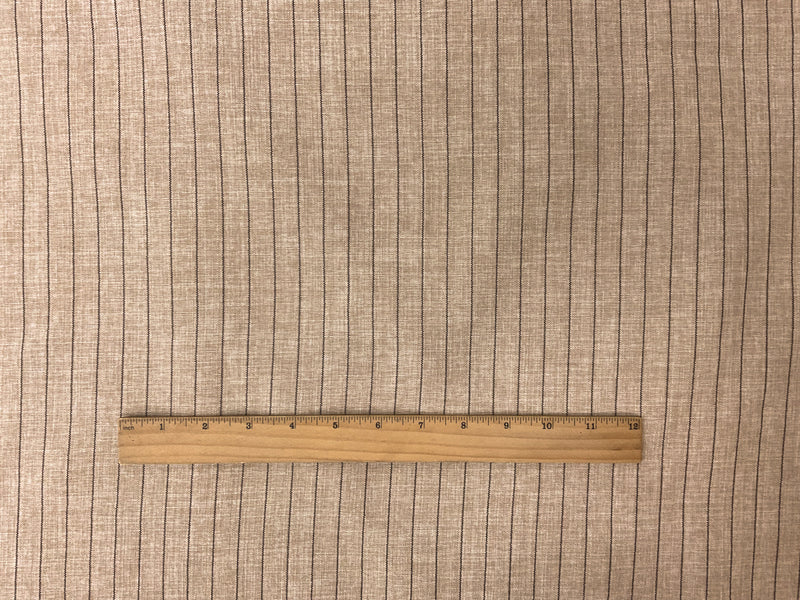Brown-Beige-Black Poly Rayon Stripe Slub Woven Fabric