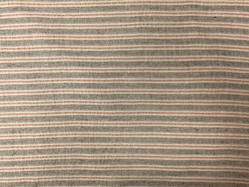 Black-Beige-Orange Cotton Stripe Woven Fabric