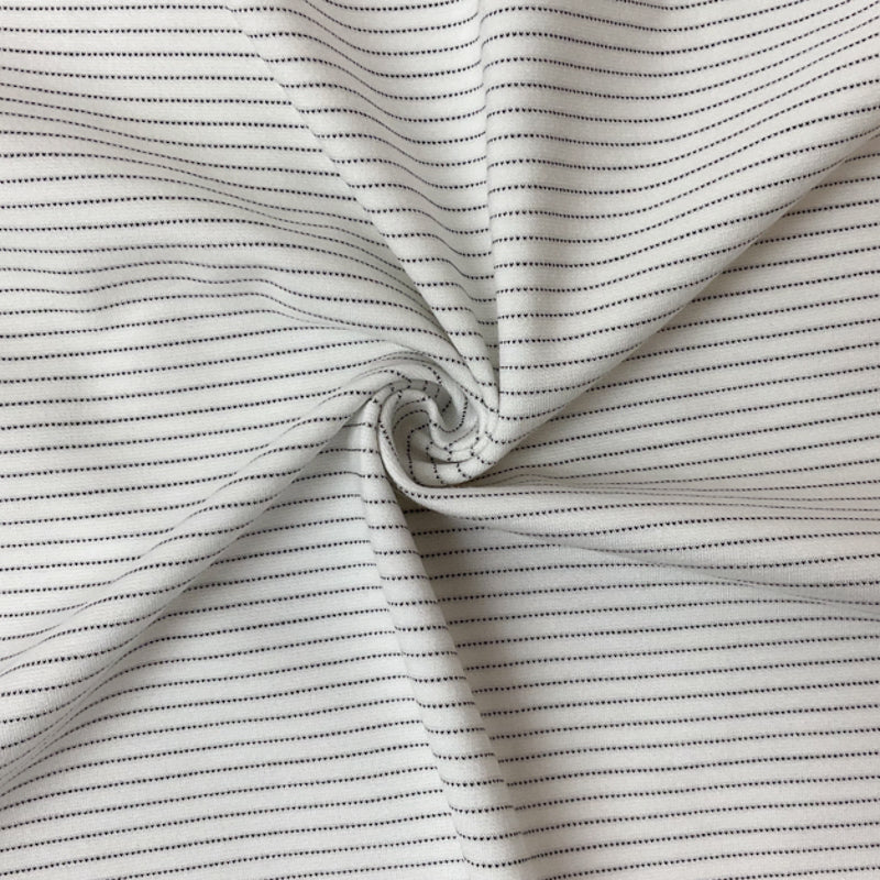 Ivory-Black Rayon Nylon Poly Spandex Stripe Ponte Knit Fabric