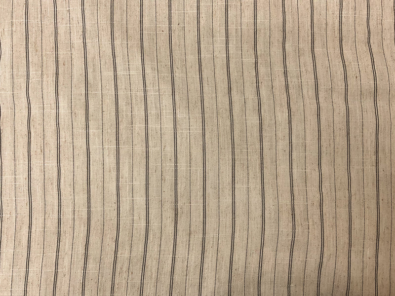 Beige-Black Rayon Linen-Like Stripe Slub Woven Fabric