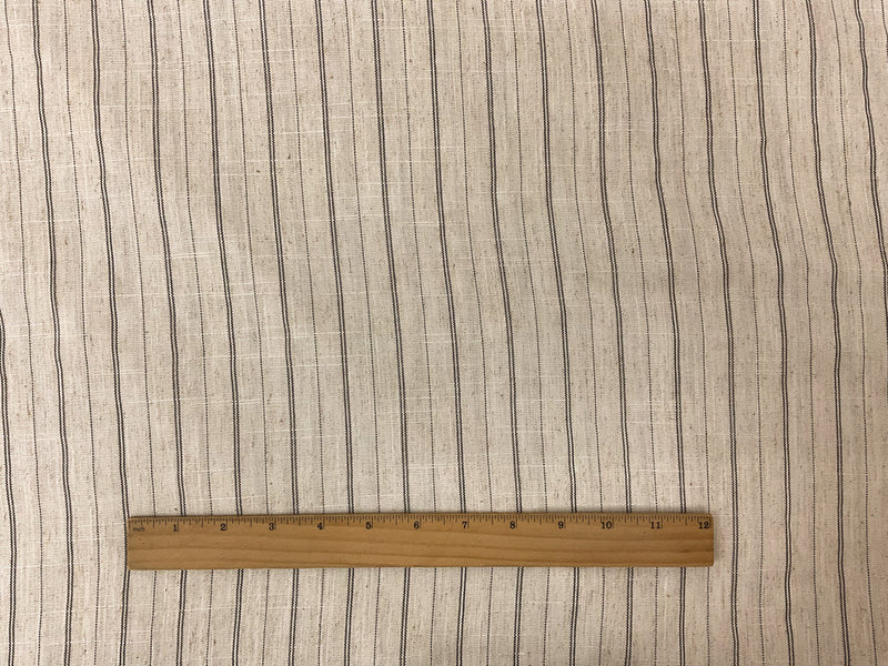 Beige-Black Rayon Linen-Like Stripe Slub Woven Fabric