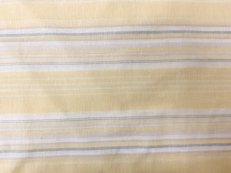 Yellow-Blue-Multi Linen Cotton Stripe Woven Fabric