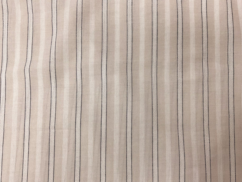 Beige-White-Navy Cotton Rayon Stripe Dobby Woven Fabric