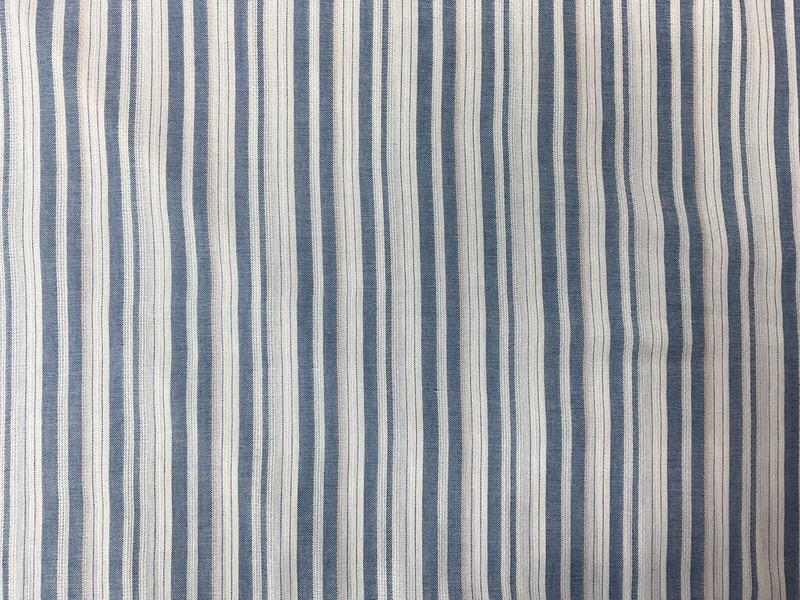 Blue-White-Peach Cotton Rayon Stripe Dobby Woven Fabric