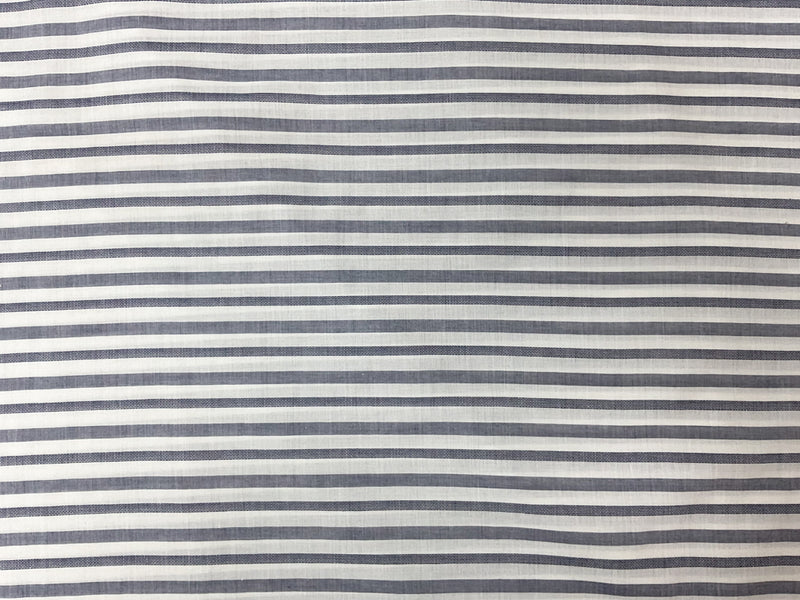 Blue-White Cotton Stripe Dobby Woven Fabric