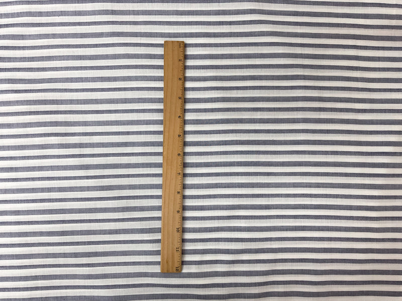 Blue-White Cotton Stripe Dobby Woven Fabric
