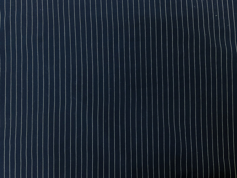 Deep Navy-White Rayon Stripe Chambray Woven Fabric