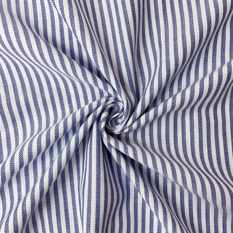 Blue-White Poly Cotton Stripe Twill Woven Fabric