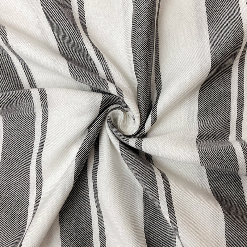 White-Black Rayon Stripe Twill Woven Fabric