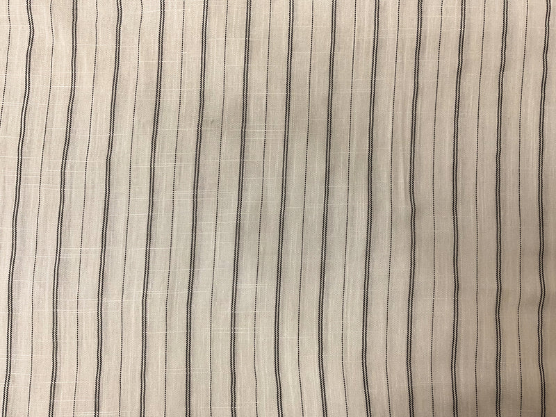 White-Black Rayon Poly Stripe Cross Hatch Woven Fabric