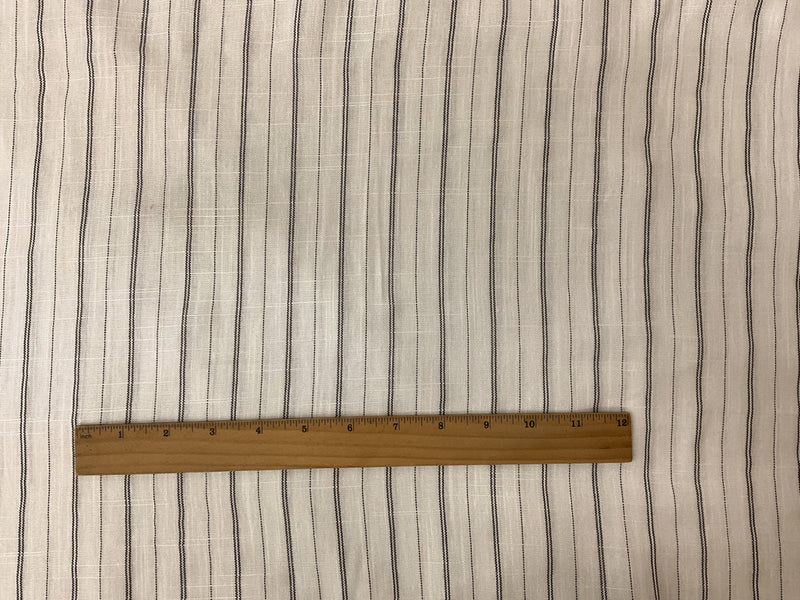 White-Black Rayon Poly Stripe Cross Hatch Woven Fabric
