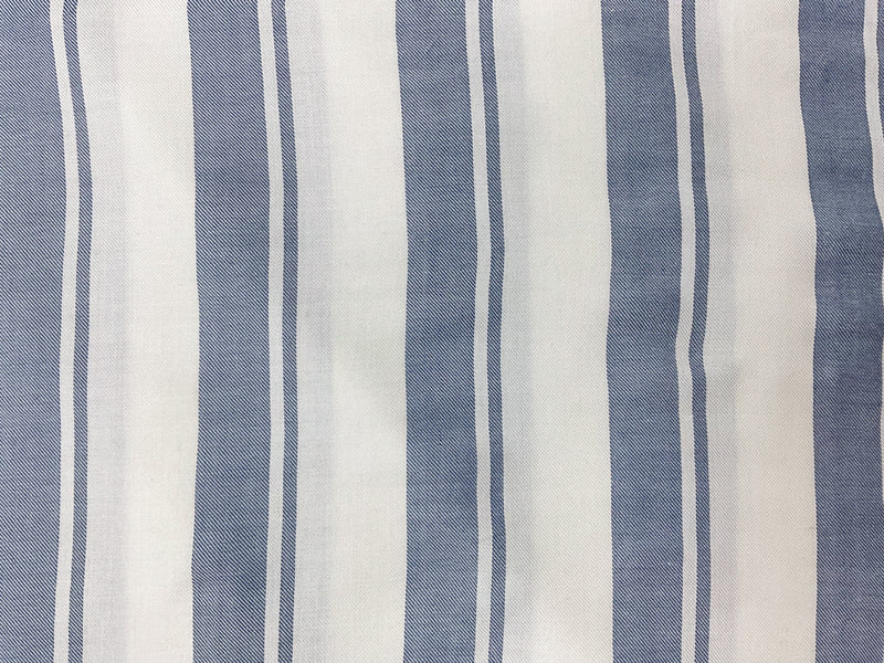 White-Dark Blue Rayon Stripe Twill Woven Fabric