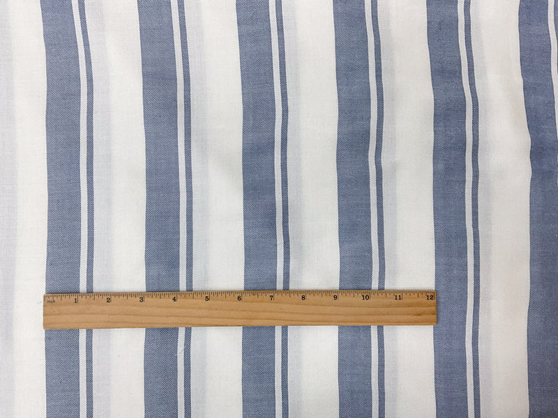 White-Dark Blue Rayon Stripe Twill Woven Fabric