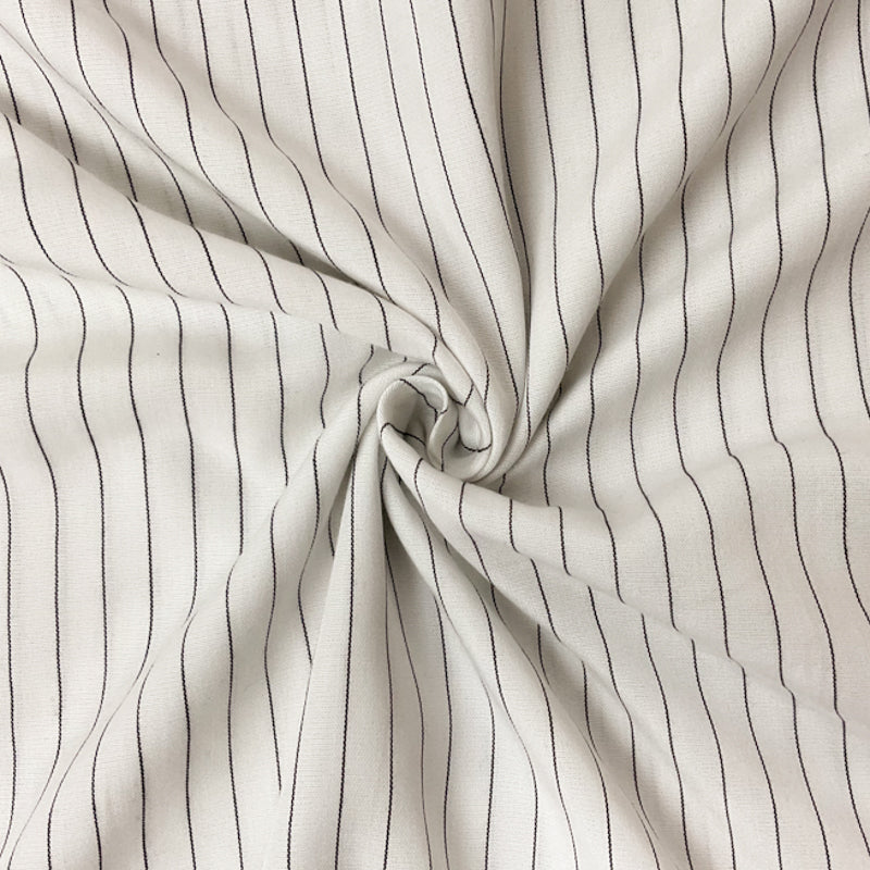 White-Black Rayon Stripe Chambray Woven Fabric