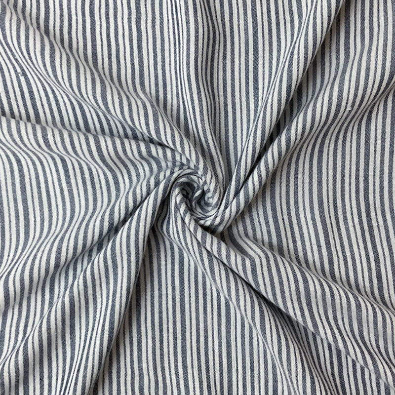 Blue-White Rayon Stripe Crepon Woven Fabric