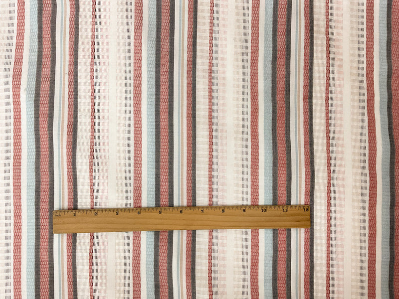 Red-Blue-Multi Rayon Stripe Dobby Woven Fabric