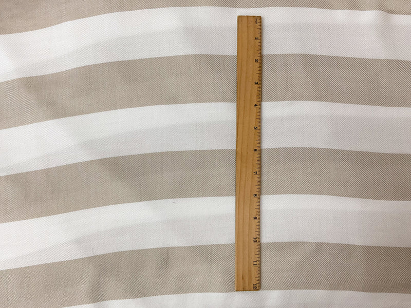 White-Taupe Beige Rayon Stripe Twill Woven Fabric