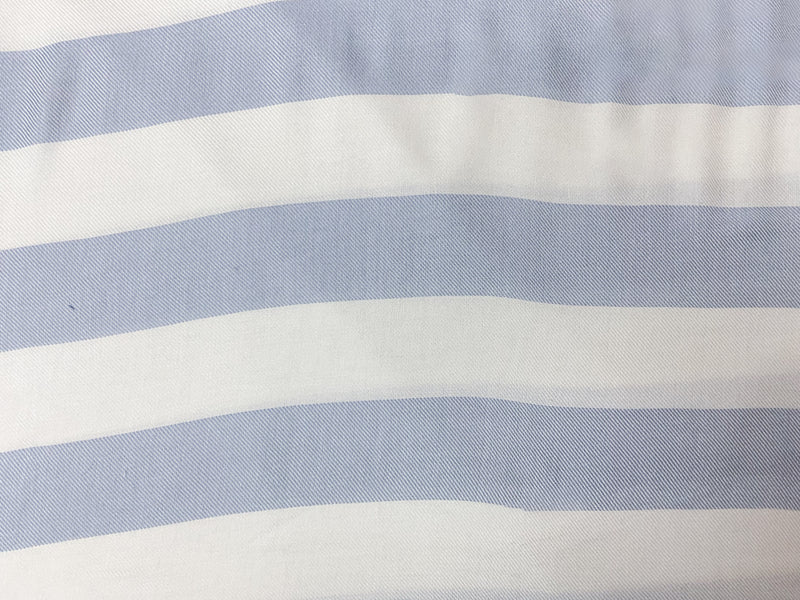 White-Blue Rayon Stripe Twill Woven Fabric
