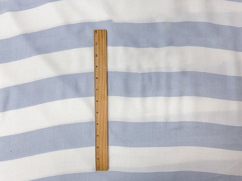White-Blue Rayon Stripe Twill Woven Fabric