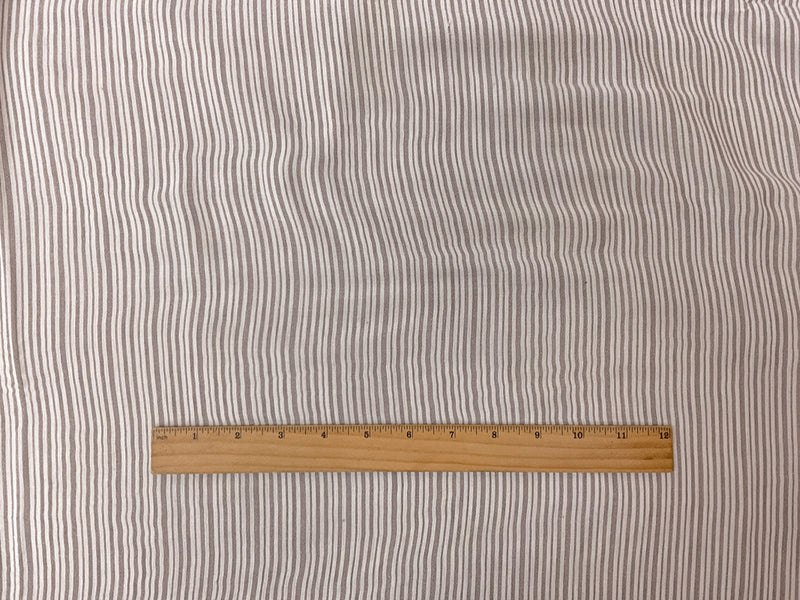 Brown-White Rayon Stripe Crepon Woven Fabric