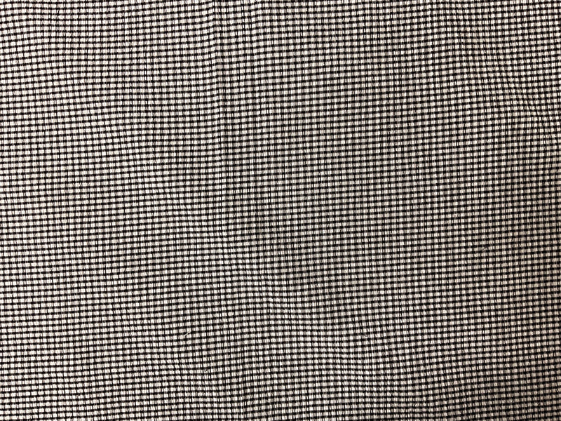 Black Poly Stretch Check-Plaid Crinkled Woven Fabric
