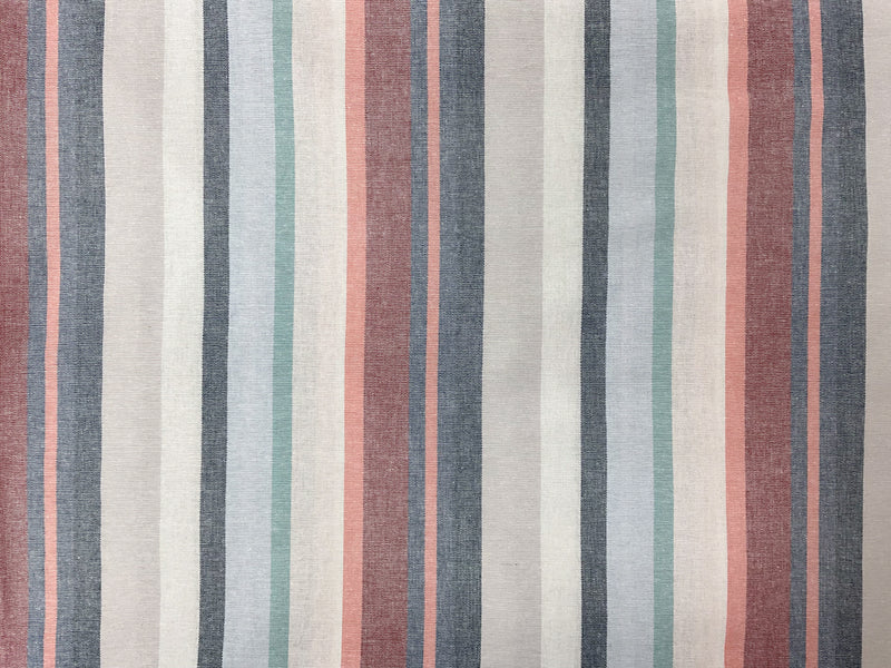 Blue-Pink-Red Cotton Stripe Woven Fabric