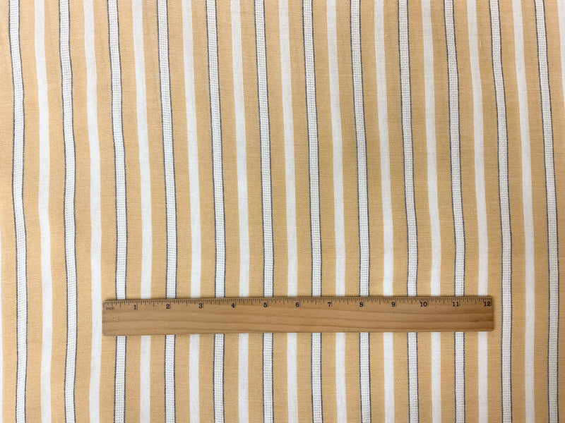 Yellow-Navy-White Cotton Rayon Stripe Dobby Woven Fabric