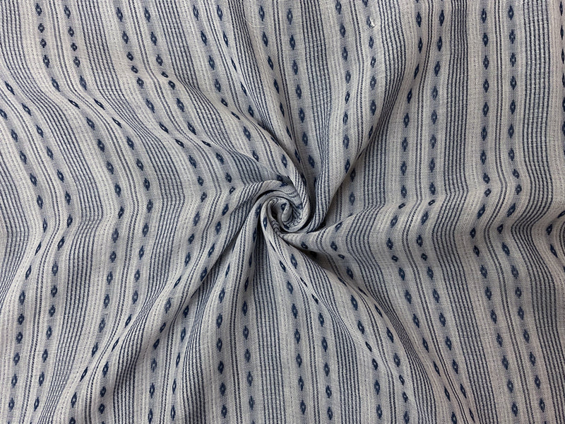 White-Blue Cotton Stripe Double Gauze Woven Fabric