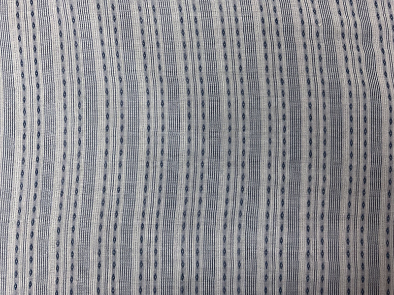 White-Blue Cotton Stripe Double Gauze Woven Fabric