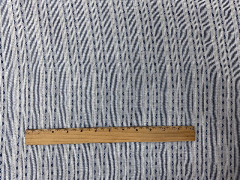 White-Blue Cotton Stripe Double Gauze Woven Fabric
