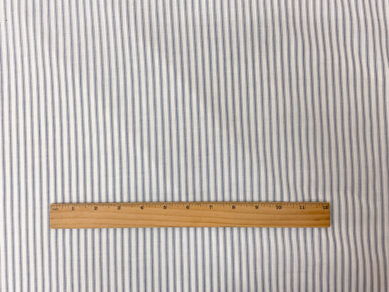 White-Blue Cotton Stripe Voile Woven Fabric
