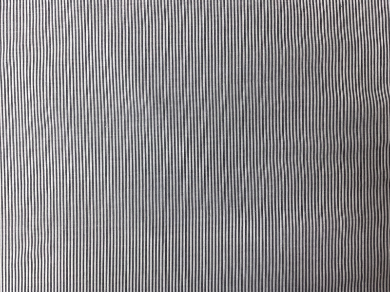 Deep Blue-White Cotton Stripe Voile Woven Fabric