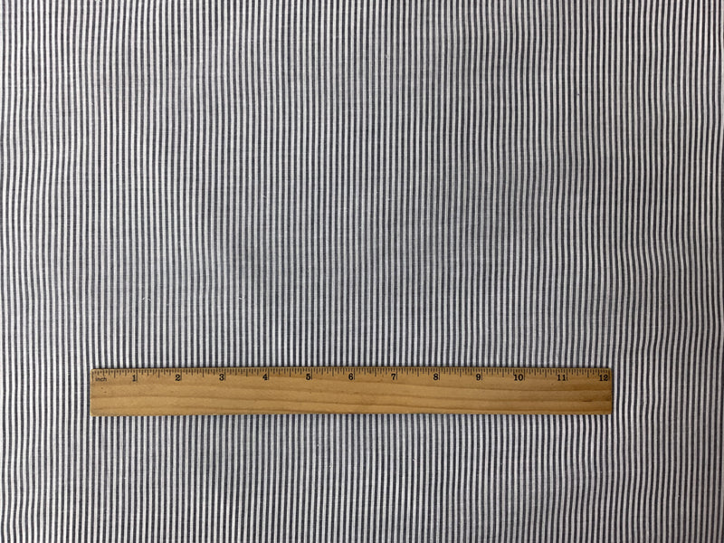 Deep Blue-White Cotton Stripe Voile Woven Fabric