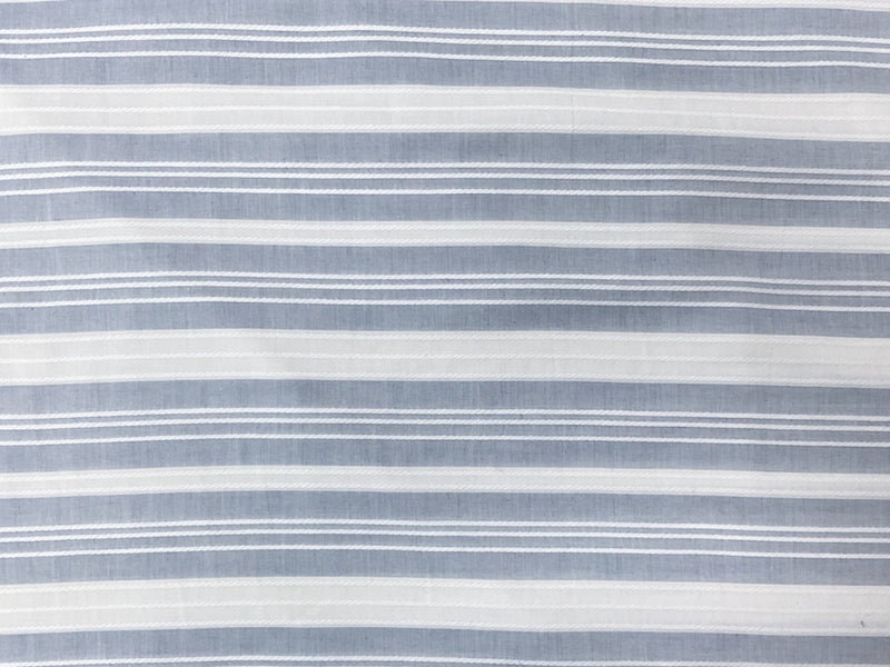White-Blue Cotton Stripe Dobby Woven Fabric
