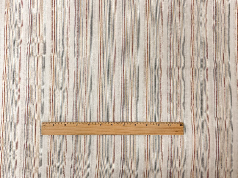 White-Yellow-Multi Cotton Poly Stripe Leno Gauze Woven Fabric