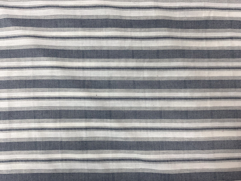 Navy-White-Gray Cotton Stripe Dobby Woven Fabric