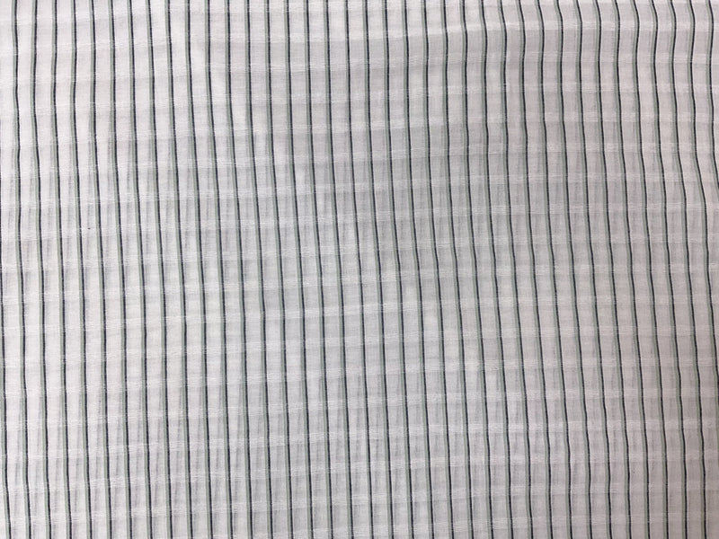 White-Green-Blue Cotton Rayon Stripe Dobby Woven Fabric