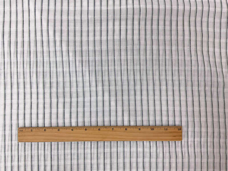 White-Green-Blue Cotton Rayon Stripe Dobby Woven Fabric