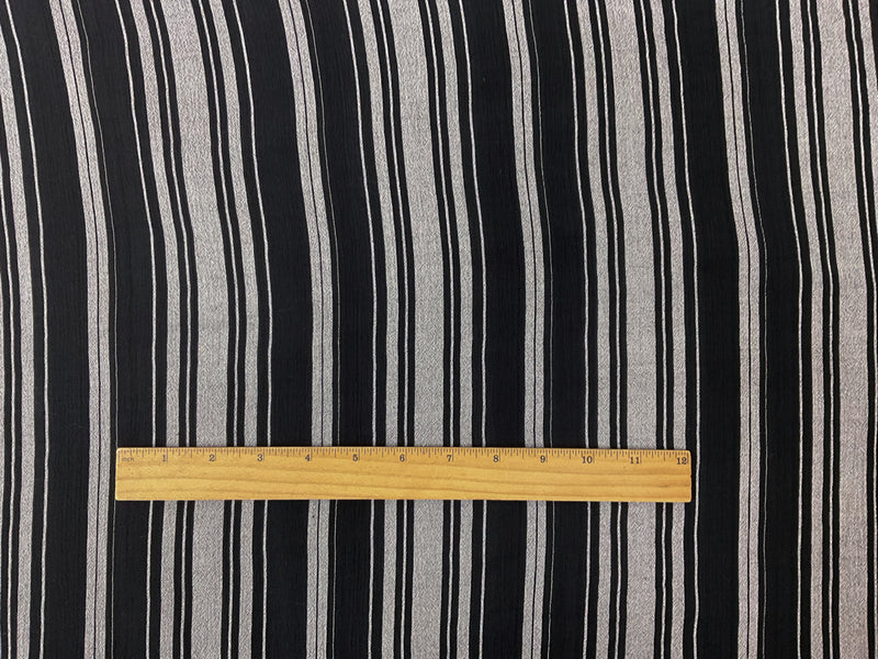 Black-White Rayon Stripe Crepon Woven Fabric