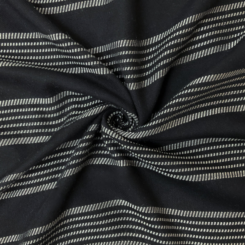 Black-White Rayon Stripe Twill Woven Fabric