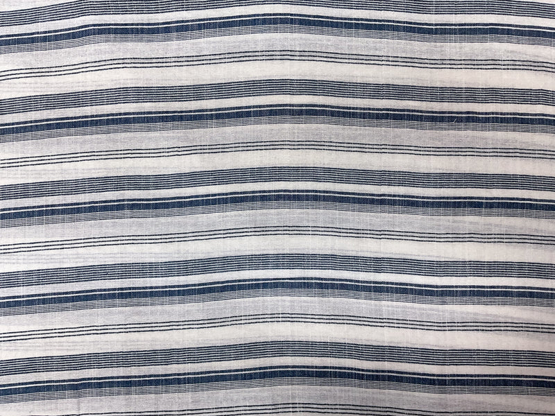 White-Blue Cotton Stripe Gauze Woven Fabric