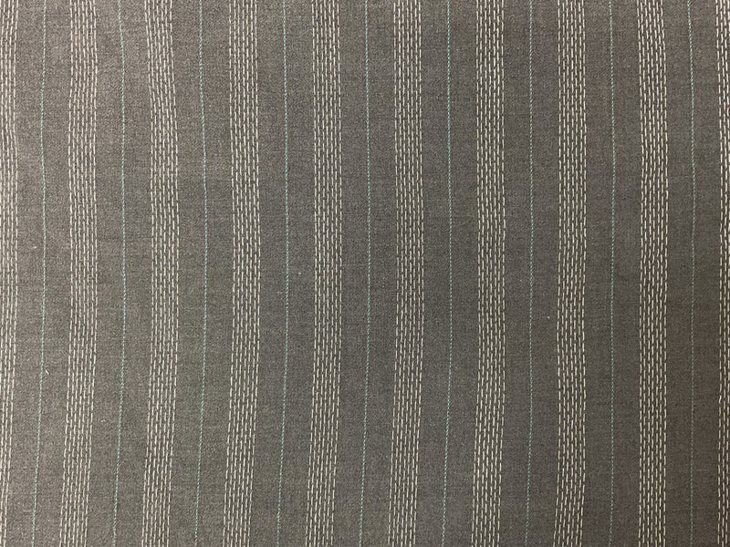 Gray-Blue-White Poly-Rayon Stripe Twill Woven Fabric