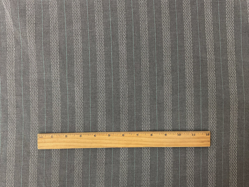 Gray-Blue-White Poly-Rayon Stripe Twill Woven Fabric