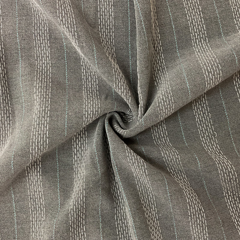 Gray-Blue-White Poly-Rayon Stripe Twill Woven Fabric