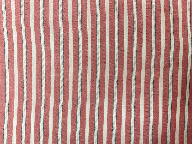 Red-White-Navy Cotton Rayon Stripe Dobby Woven Fabric