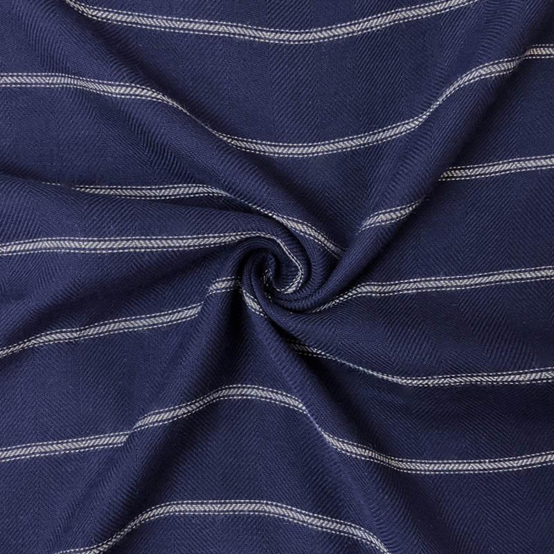 Navy-White Rayon Stripe Twill Woven Fabric